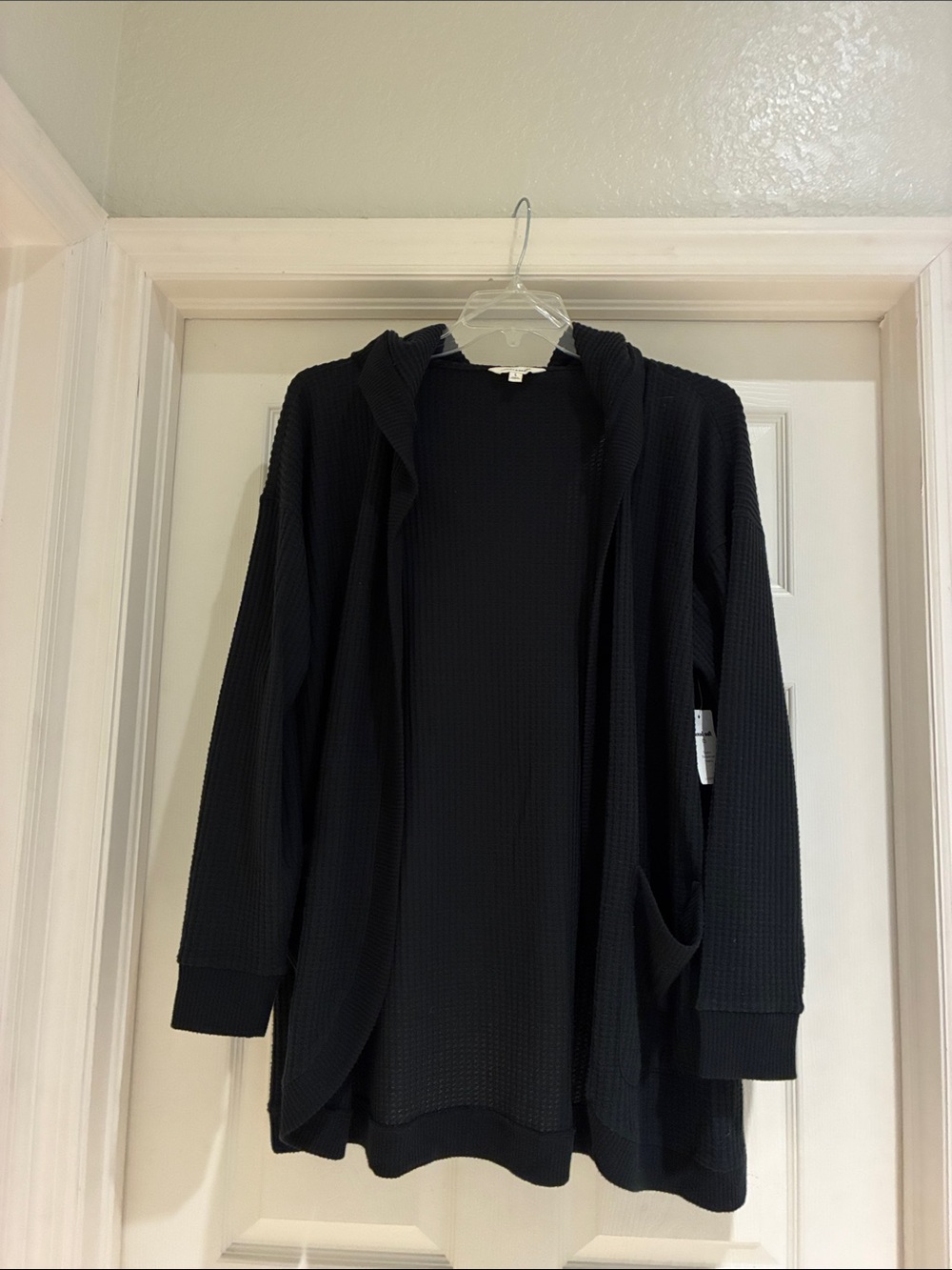 Lucky Brand Black Hooded Open-Front Cardigan large NWT